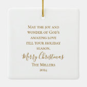 世界のクリスマスにパーソナライズされた喜びエレガントを セラミックオーナメント (裏面)