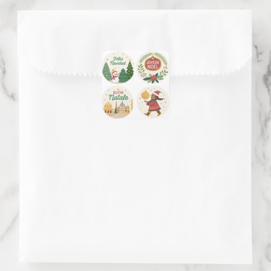 世界のクリスマスのステッカーセット祝 スクエアシール (バッグ)