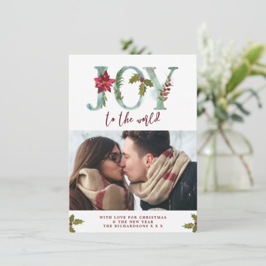 世界のクリスマスの休日の写真カードへの喜び シーズンカード (スタンド正面)