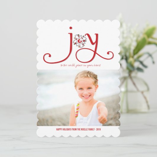 世界のクリスマスの漫画の子供たちの写真への喜び シーズンカード (スタンド正面)