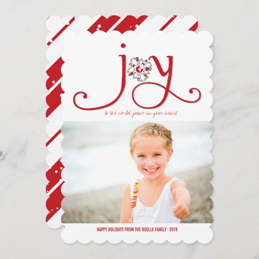 世界のクリスマスの漫画の子供たちの写真への喜び シーズンカード (正面/裏面)