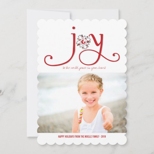 世界のクリスマスの漫画の子供たちの写真への喜び シーズンカード (正面)