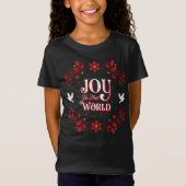 世界のクリスマスの黒への女の子の喜び Tシャツ (正面)