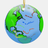 世界のクリスマスオーナメントを取り巻くハムラジオ セラミックオーナメント (正面)