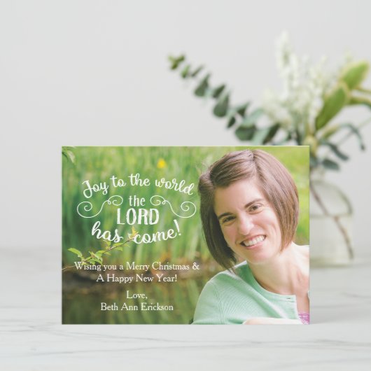 世界のクリスマスカードテンプレートへの喜び シーズンカード (スタンド正面)