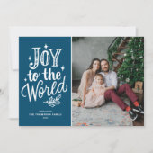 世界のクリスマスキャロル写真に青い喜び シーズンカード (正面)