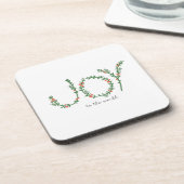 世界のクリスマスグリーンリース&ベリーへの喜び コースター (左側)