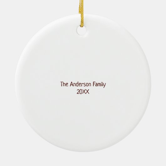 世界のクリスマスグリーンリース&ベリーへの喜び セラミックオーナメント (裏面)