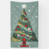 世界のクリスマスツリーへの喜び 横断幕 (縦)