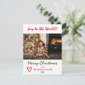 世界のクリスマスツリー家族の写真カードへの喜び シーズンカード (スタンド正面)