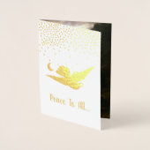 世界のクリスマス休暇に喜び実在金ゴールド 箔カード (正面)