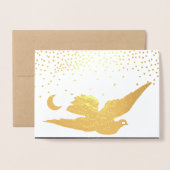 世界のクリスマス休暇に喜び実在金ゴールド 箔カード (封筒付き正面)