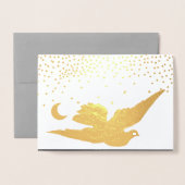 世界のクリスマス休暇に喜び実在金ゴールド 箔カード (封筒付き正面)