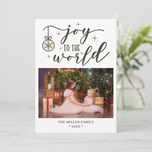 世界のクリスマス写真の名前へのパーソナライズされた喜び (スタンド正面)