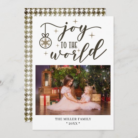 世界のクリスマス写真の名前へのパーソナライズされた喜び (正面/裏面)