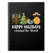 世界のクリスマス家族の周りの幸せな休日M ノートブック (正面)