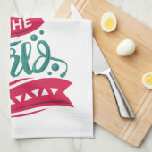 世界のクリスマス引用文タイポグラフィ キッチンタオル (四つ折り)