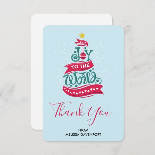 世界のクリスマス引用文タイポグラフィ サンキューカード (正面/裏面)