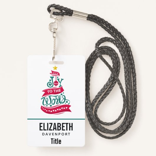 世界のクリスマス引用文タイポグラフィ バッジ (裏面ランヤード)