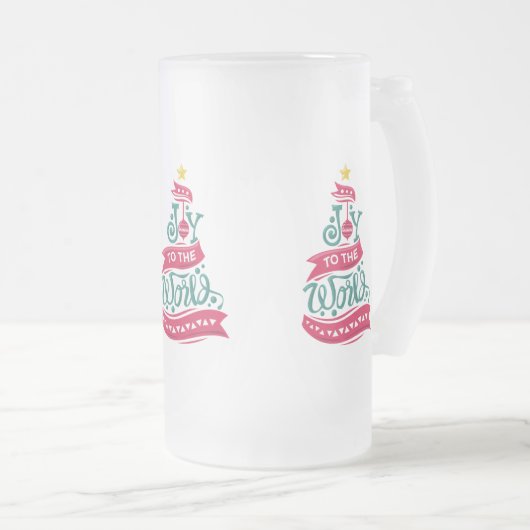 世界のクリスマス引用文タイポグラフィ フロストグラスビールジョッキ (正面右)