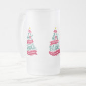世界のクリスマス引用文タイポグラフィ フロストグラスビールジョッキ (正面左)