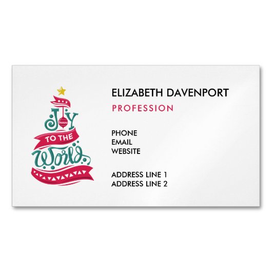 世界のクリスマス引用文タイポグラフィ マグネット名刺 (正面)