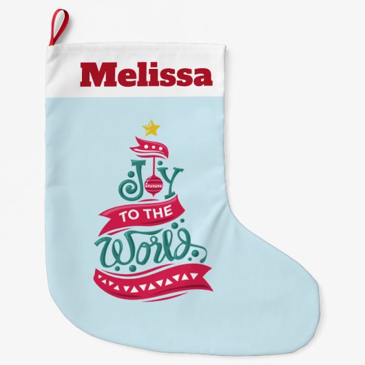 世界のクリスマス引用文タイポグラフィ ラージクリスマスストッキング (正面)