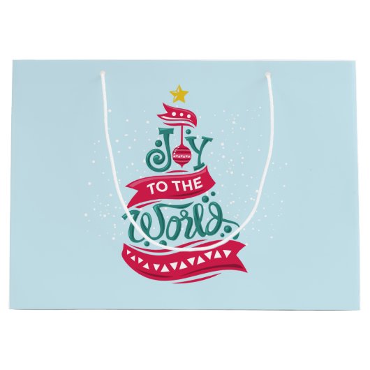 世界のクリスマス引用文タイポグラフィ ラージペーパーバッグ (正面)