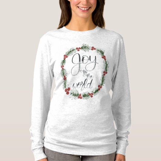 世界のクリスマス長袖Tシャツへの喜び Tシャツ (正面)