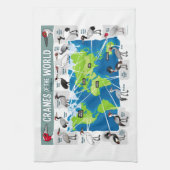 世界のクレーン キッチンタオル (縦)