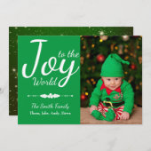 世界のグリーンクリスマスフォトカードへの喜び シーズンカード (正面/裏面)