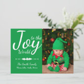 世界のグリーンクリスマスフォトカードへの喜び シーズンカード (スタンド正面)