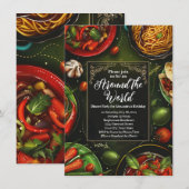 世界のグルメ ディナー パーティー フード テイスティング ツアー 招待状 (正面/裏面)