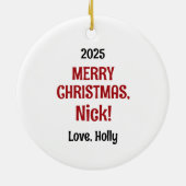 世界のコギ父最高の犬のパパクリスマスプレゼント セラミックオーナメント (裏面)