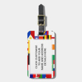 世界のコラージュの旗 ラゲッジタグ (正面縦)