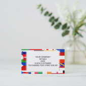 世界のコラージュの旗 名刺 (スタンド正面)