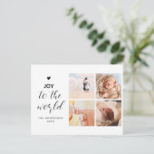 世界のコラージュへの喜びクリスマス4枚の写真 ポストカード (スタンド正面)