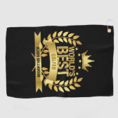 世界のゴルファー最高のブラックと金ゴールド5つ星 ゴルフタオル (横)