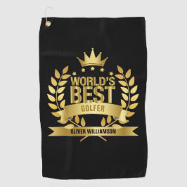 世界のゴルファー最高のブラックと金ゴールド5つ星 ゴルフタオル