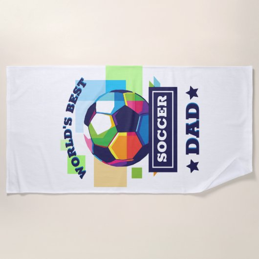 世界のサッカー最高のパパ |父の日贈り物 ビーチタオル (正面)