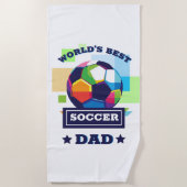 世界のサッカー最高のパパ |父の日贈り物 ビーチタオル (正面)