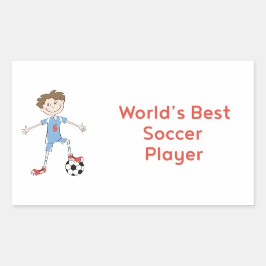 世界のサッカ最高のー選手 長方形シール (正面)