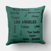世界のシックなエメラルドグリーンの大都市 クッション (裏面)