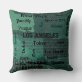 世界のシックなエメラルドグリーン素朴なメガシティ クッション (裏面)