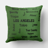 世界のシックなセージ緑の大都市 クッション (裏面)