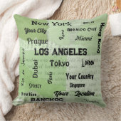 世界のシックなセージ緑の素朴な大都市 クッション (ブランケット)