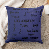 世界のシックなネイビーブルーの大都市 クッション (ブランケット)