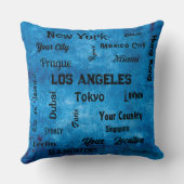 世界のシックなブルーデニム素朴な大都市 クッション (裏面)