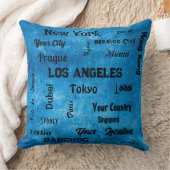 世界のシックなブルーデニム素朴な大都市 クッション (ブランケット)