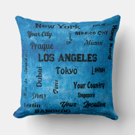 世界のシックなブルーデニム素朴な大都市 クッション